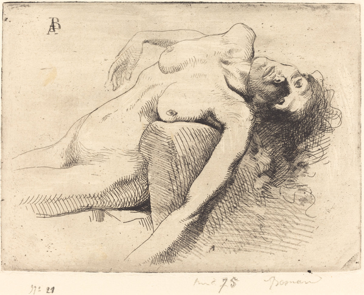 Dying Woman (La Mourante) by Albert Besnard (French, 1849 - 1934), 16X12"(A3)Poster Print