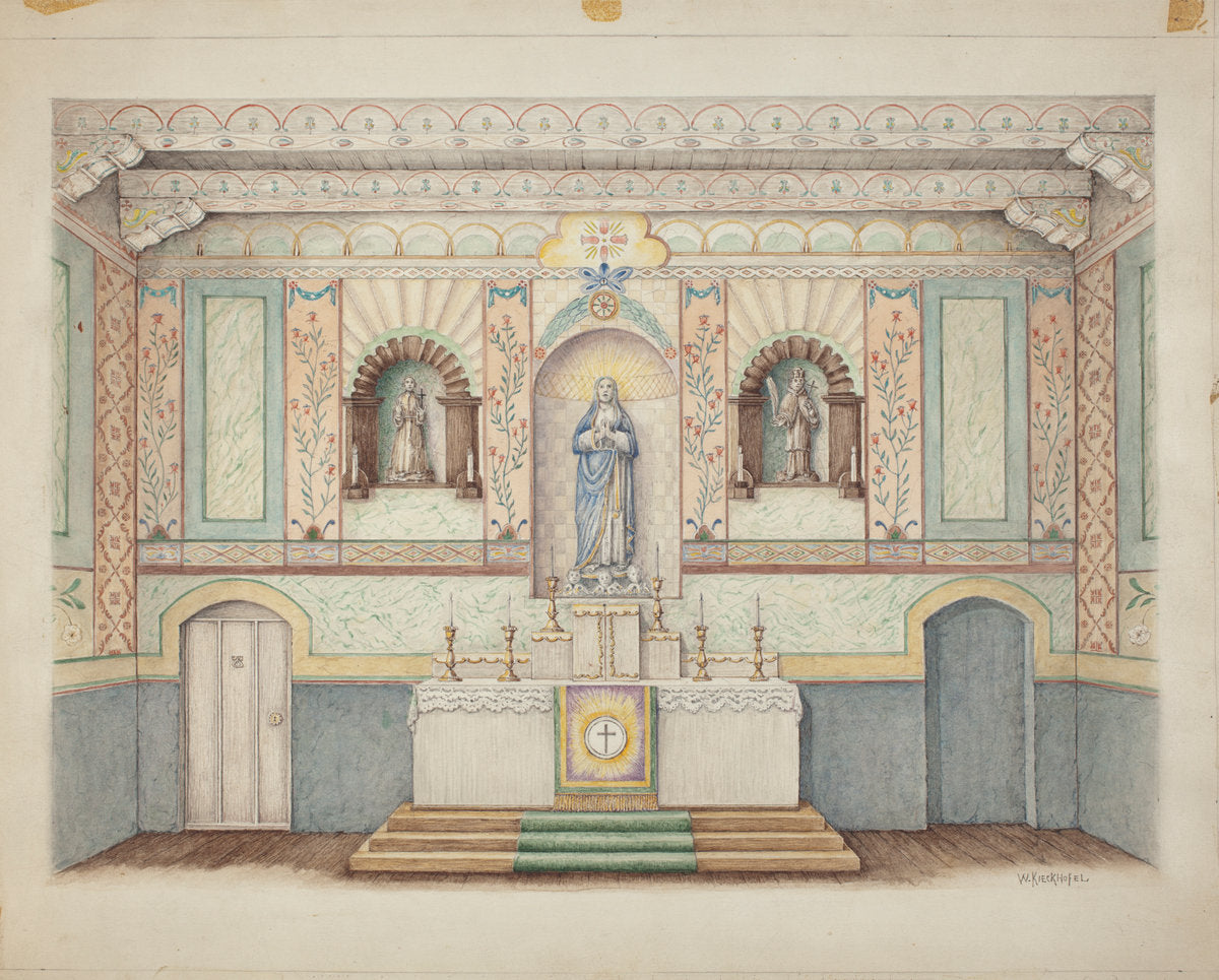 La Purisima Mission - Restored in 1941 by William Kieckhofel (American, active c. 1935), 16X12"(A3)Poster Print