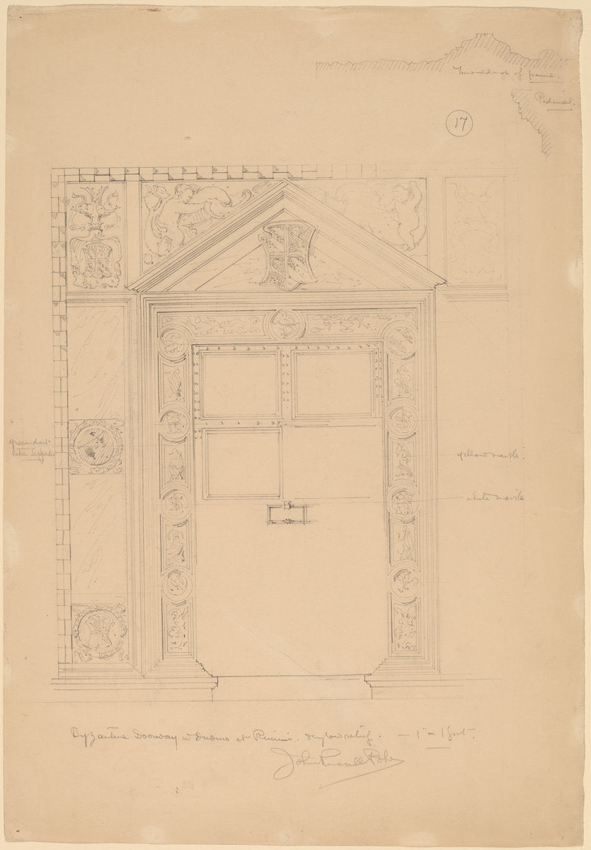 Byzantine Doorway with Duomo, Rimini by John Russell Pope (American, 1874 - 1937), 16X12"(A3)Poster Print
