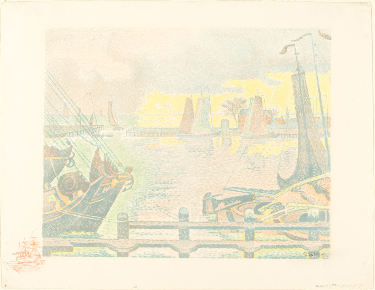 Boats at Flushing (Bateaux à Flessingue) by Paul Signac (French, 1863 - 1935), 16X12"(A3)Poster Print