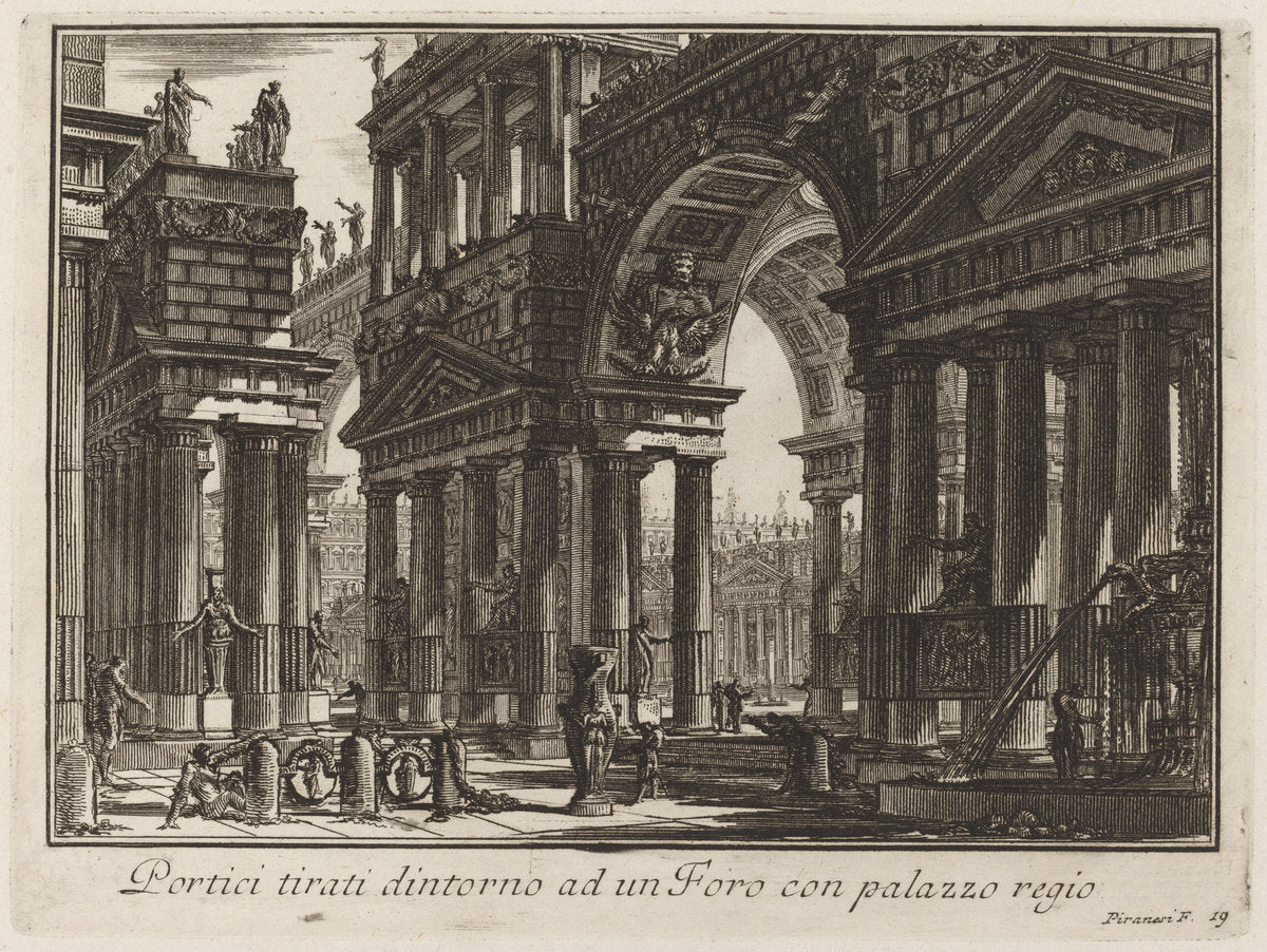 Portici tirati dintorno ad un Foro con palazzo regio by Giovanni Battista Piranesi (Venetian, 1720 - 1778), 16X12"(A3)Poster Print