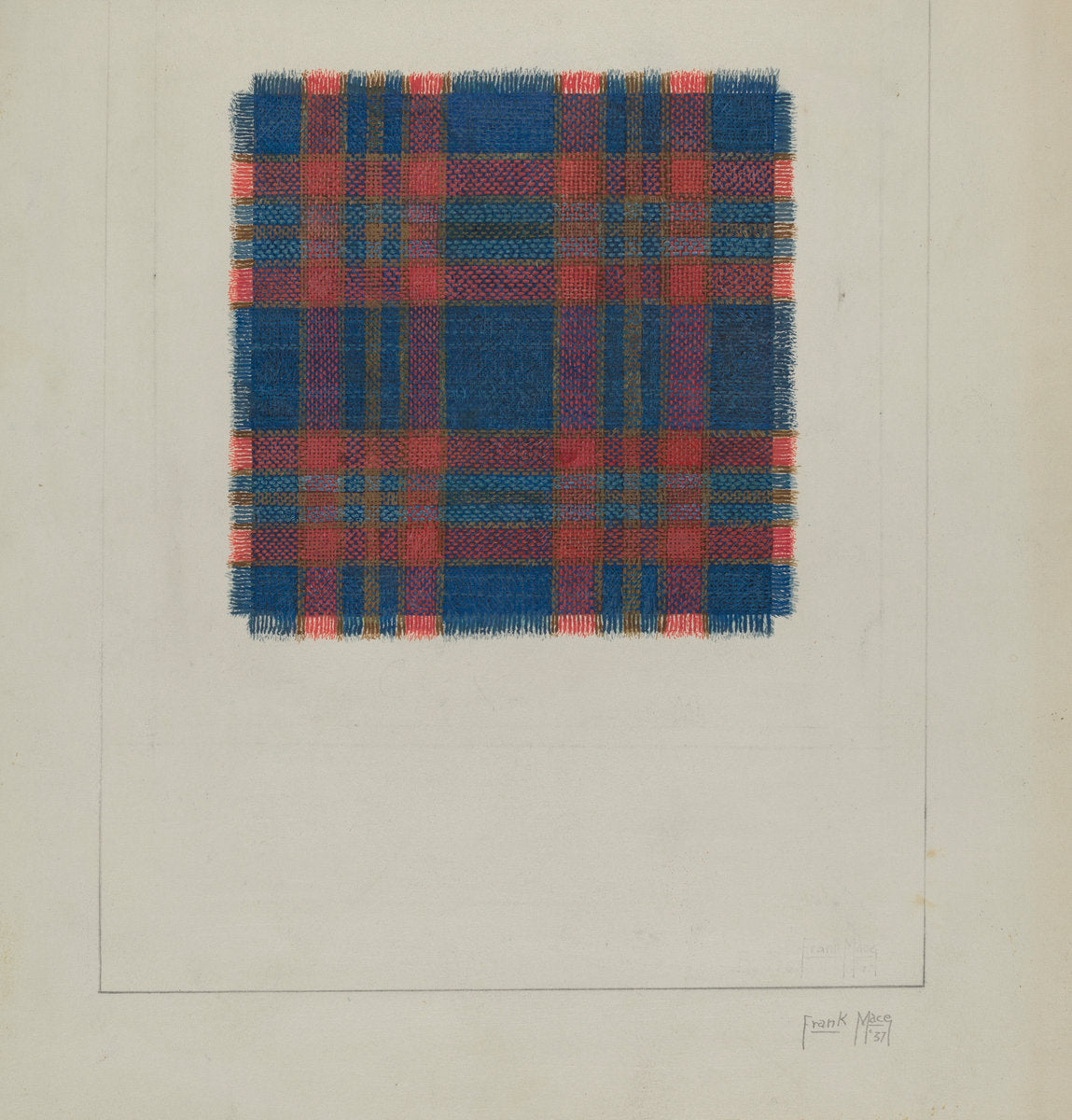 Plaid Homespun Coverlet by Frank J. Mace (American, active c. 1935), 16X12"(A3)Poster Print