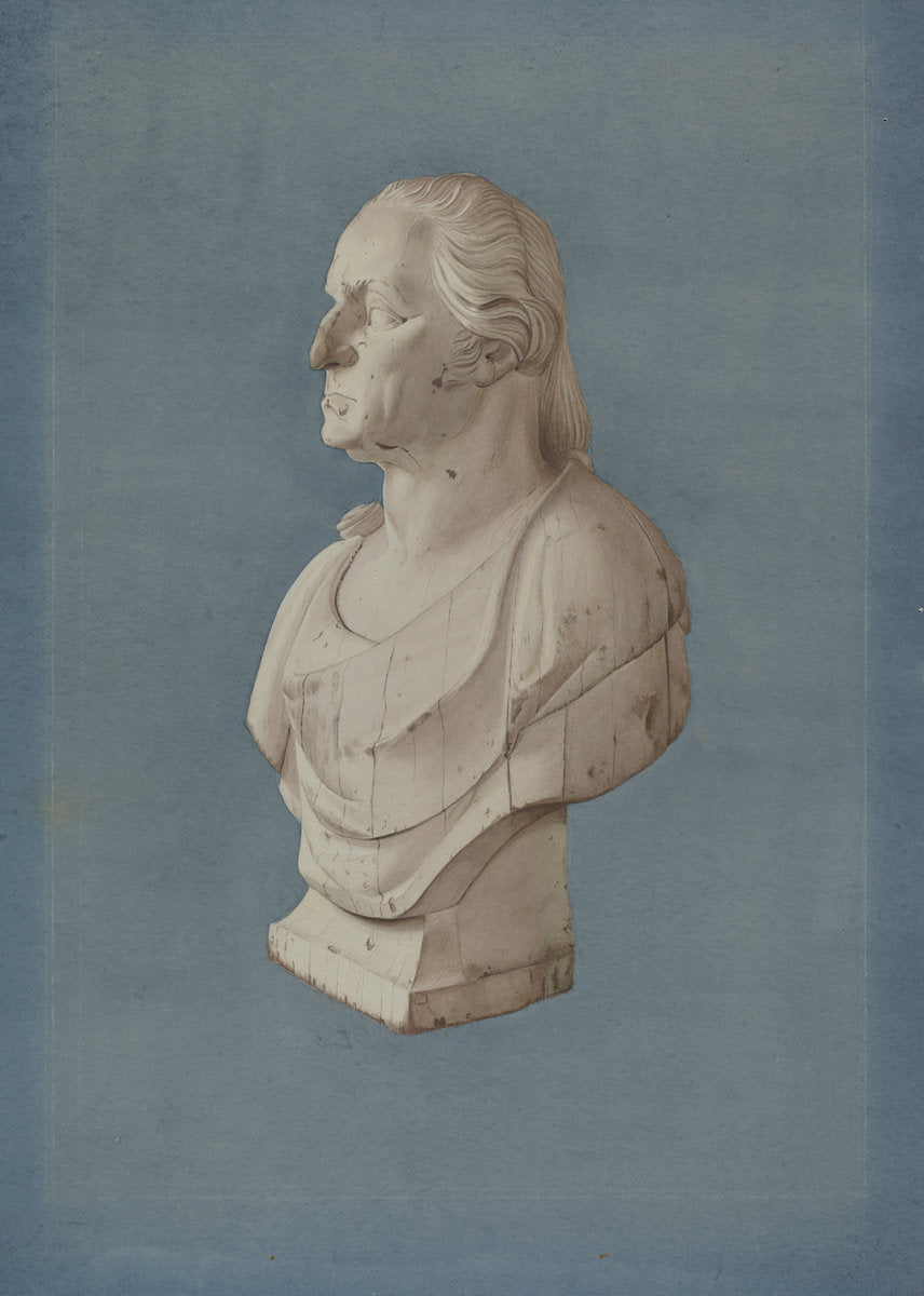 Pine Bust of Washington by Lucille Chabot (American, born 1908), 16X12"(A3)Poster Print