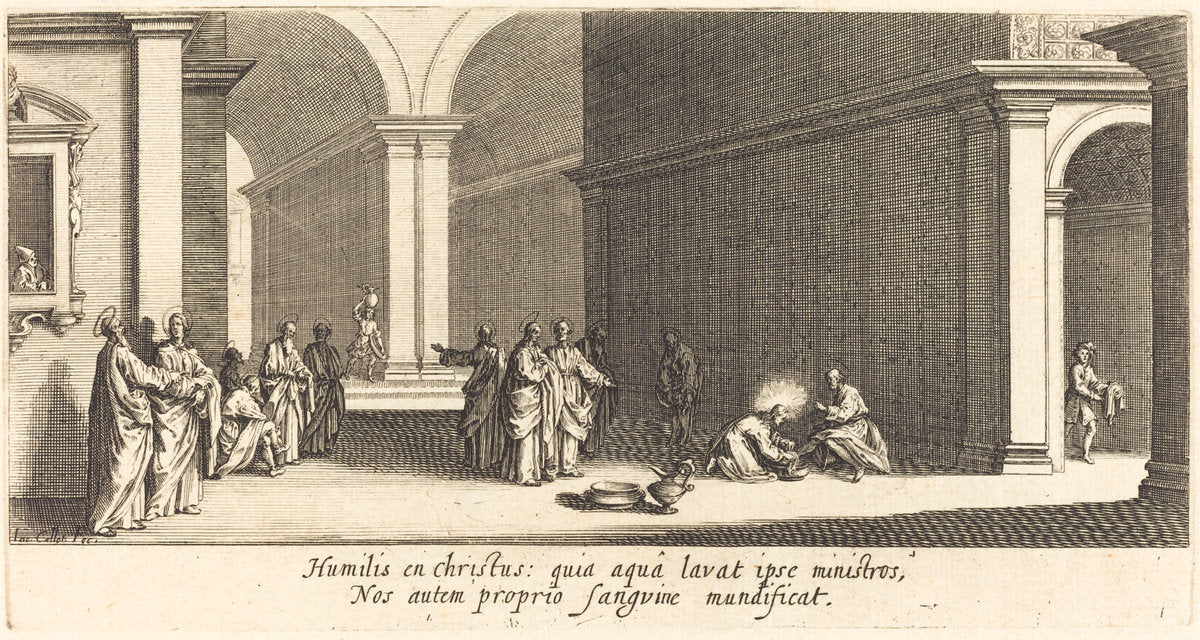 Christ Washing the Apostles' Feet by Jacques Callot (French, 1592 - 1635), 16X12"(A3)Poster Print