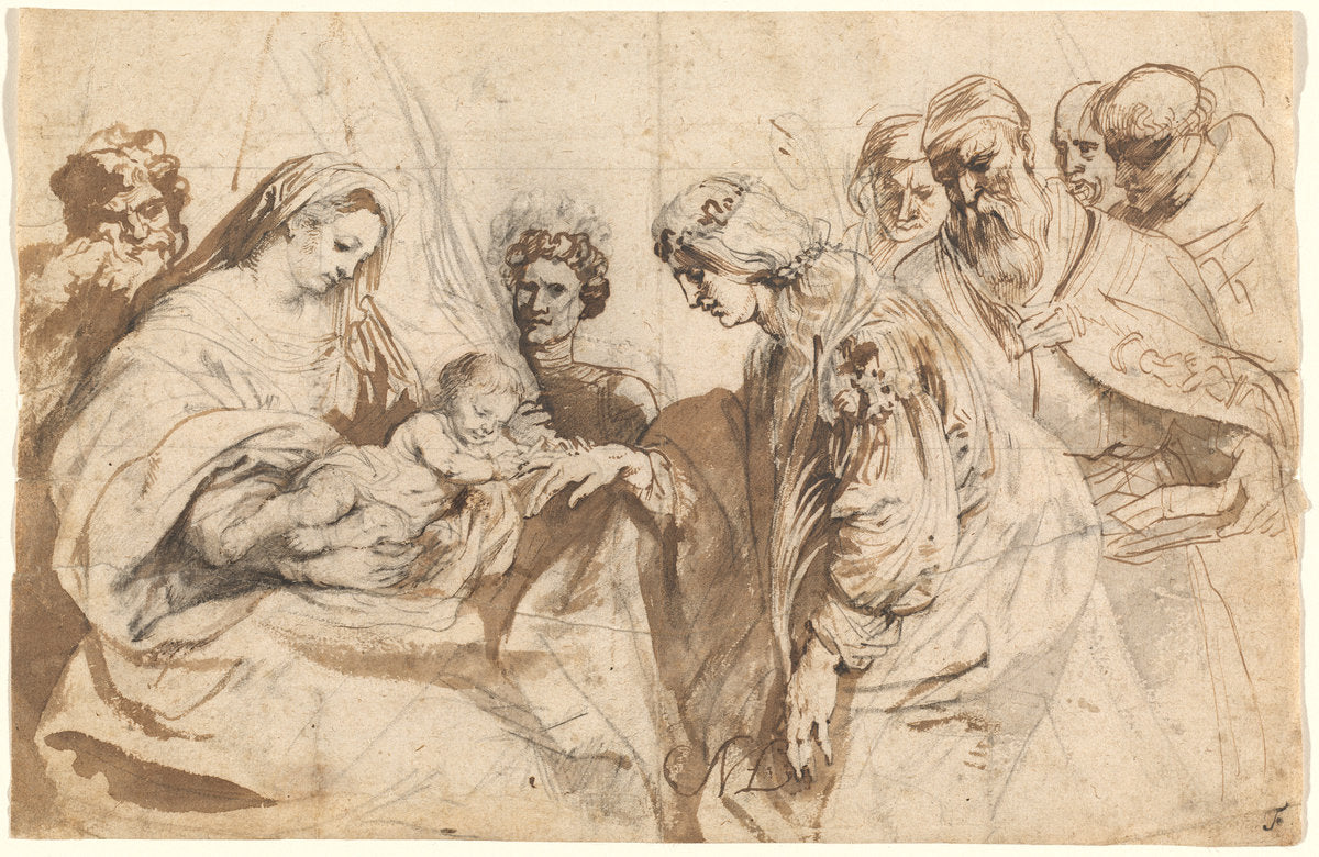 The Mystic Marriage of Saint Catherine by Sir Anthony van Dyck (Flemish, 1599 - 1641), 16X12"(A3)Poster Print