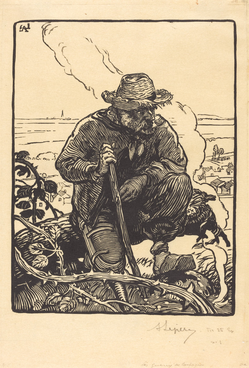Le gueux des campagnes by Auguste Lepère (French, 1849 - 1918), 16X12"(A3)Poster Print