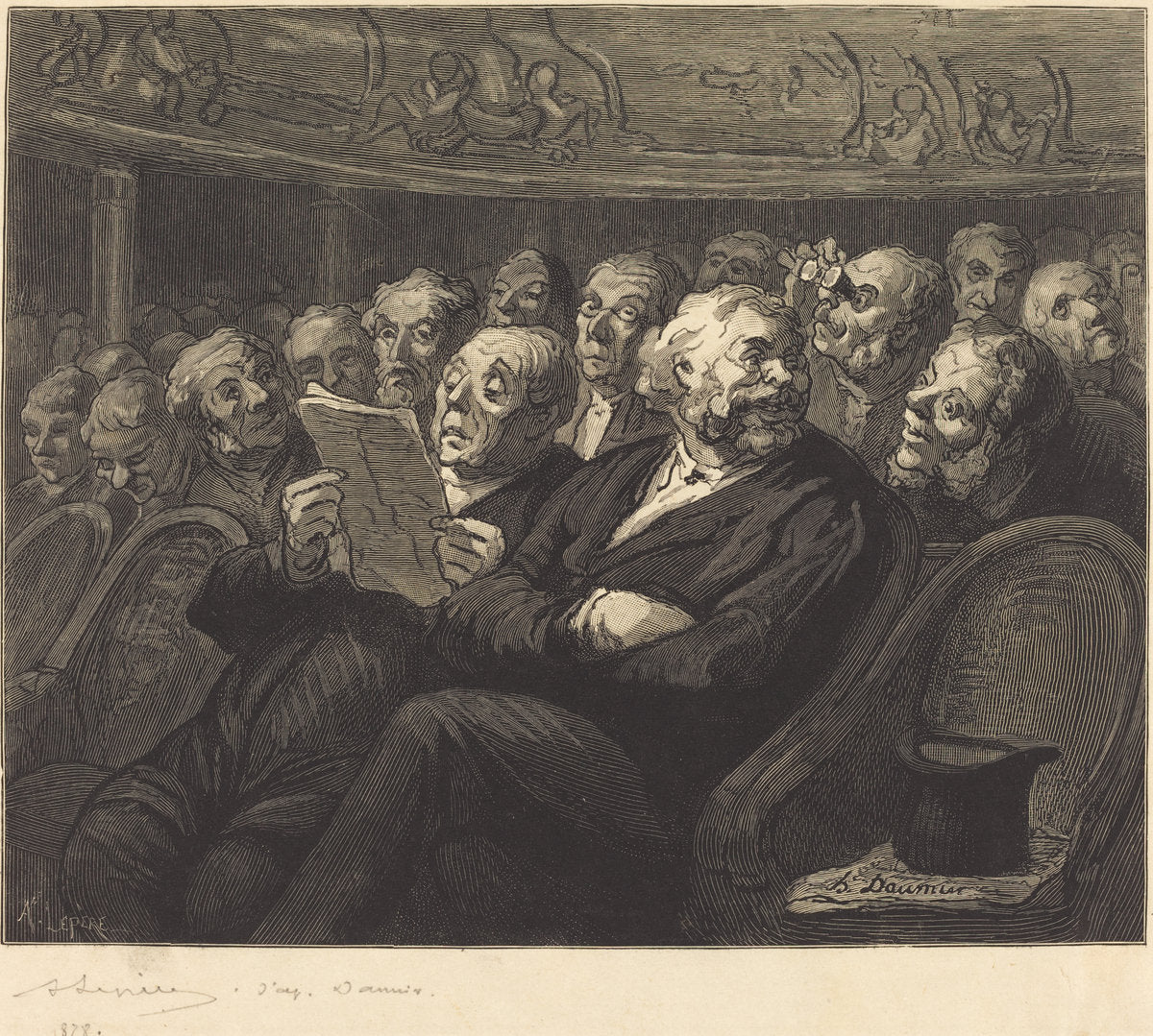 Les Fauteuils d'orchestre by Auguste Lepère after Honoré Daumier (French, 1849 - 1918), 16X12"(A3)Poster Print
