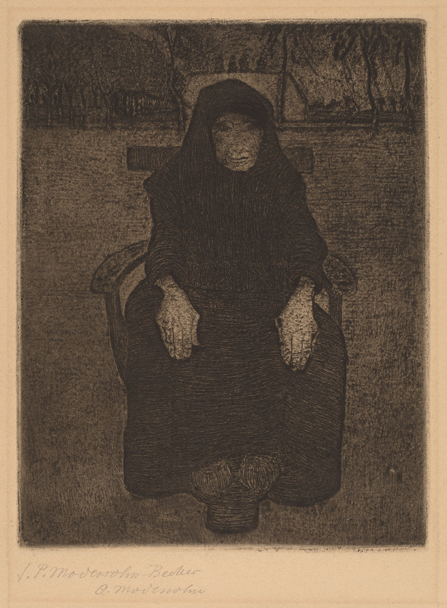 Seated Old Woman by Paula Modersohn-Becker (German, 1876 - 1907), 16X12"(A3)Poster Print