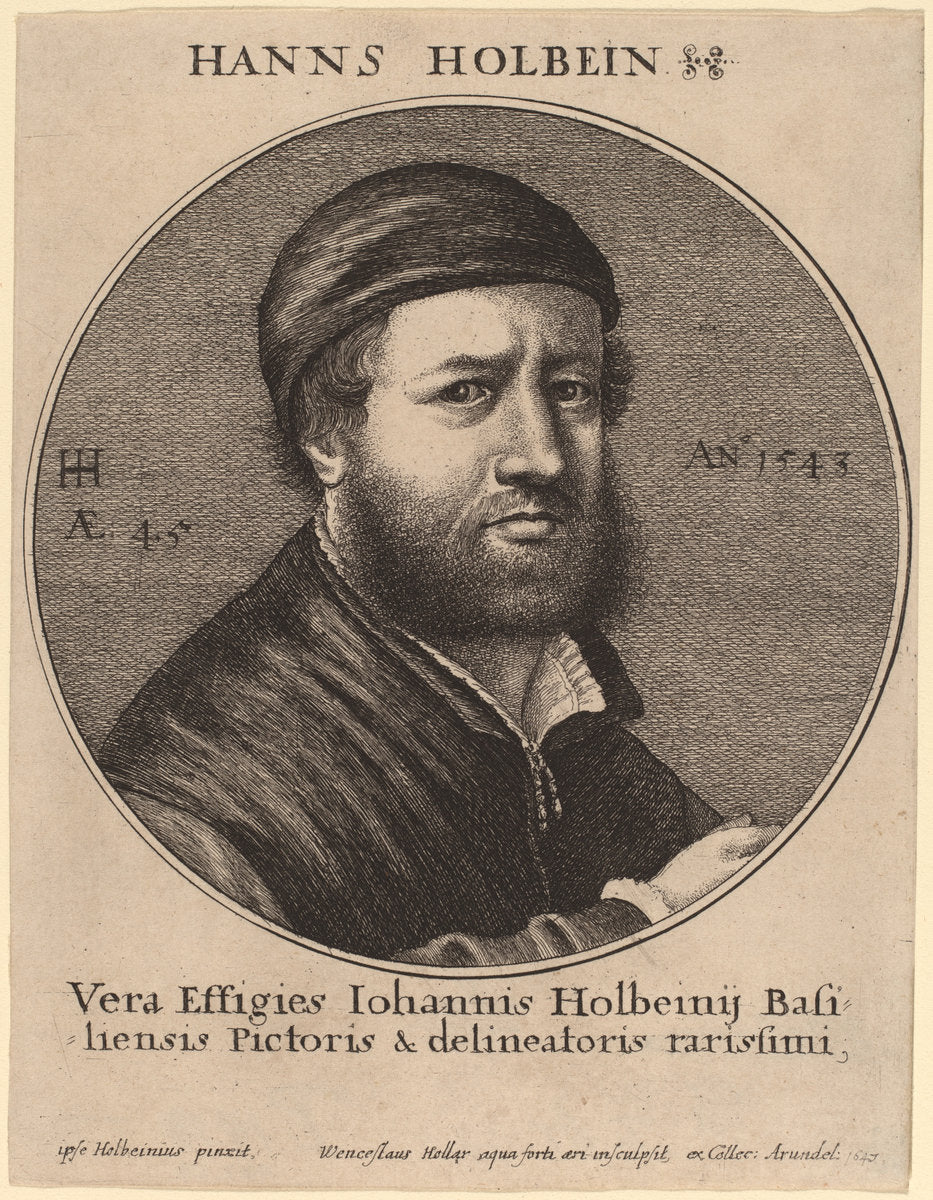 Hans Holbein the Younger by Wenceslaus Hollar after Hans Holbein the Younger (Bohemian, 1607 - 1677), 16X12"(A3)Poster Print
