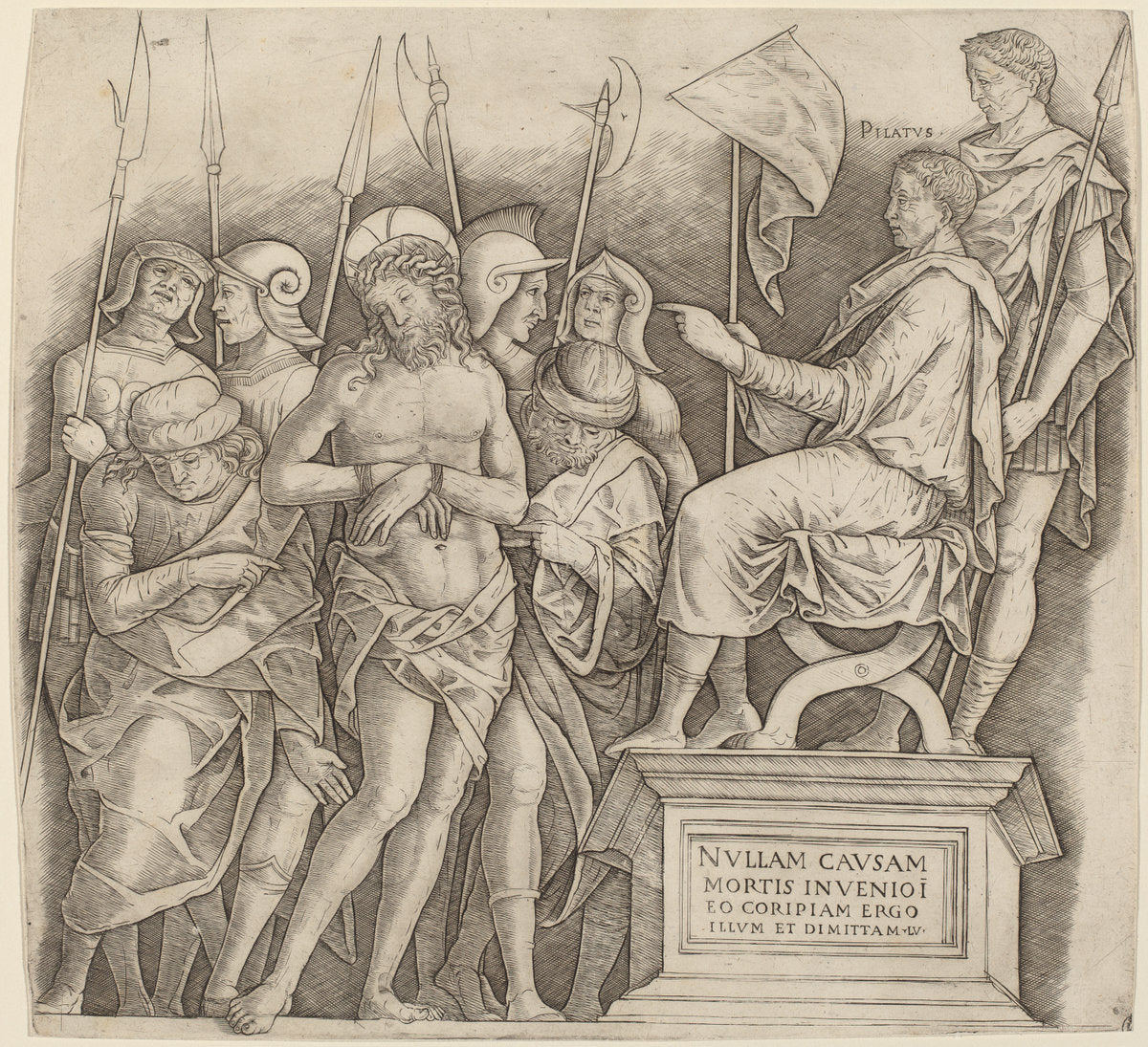 Christ before Pilate by Giovanni Antonio da Brescia (Italian, active c. 1490 - 1525 or after), 16X12"(A3)Poster Print