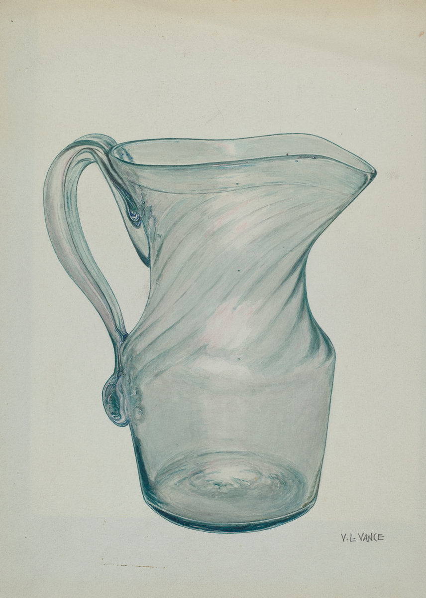 Glass Pitcher by V.L. Vance (American, active c. 1935), 16X12"(A3)Poster Print