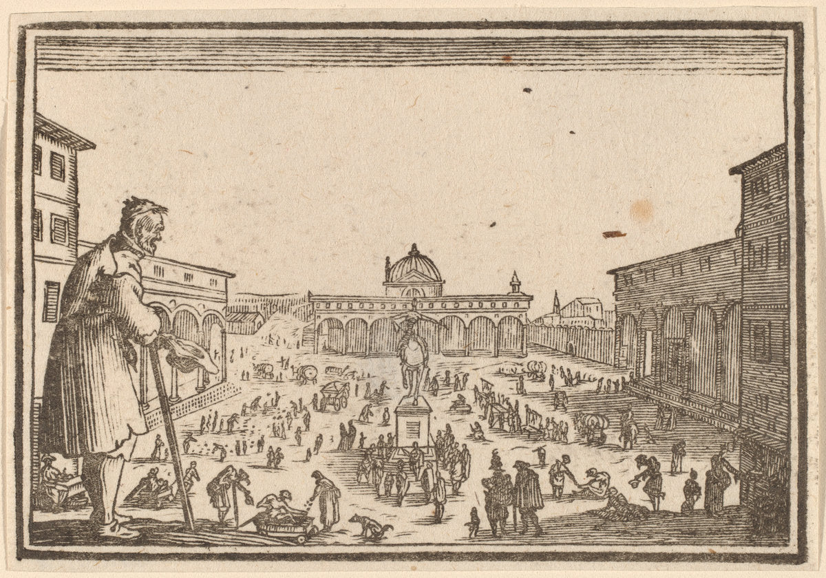 Piazza SS. Annunziata, Florence by Edouard Eckman after Jacques Callot (Flemish, born c. 1600), 16X12"(A3)Poster Print