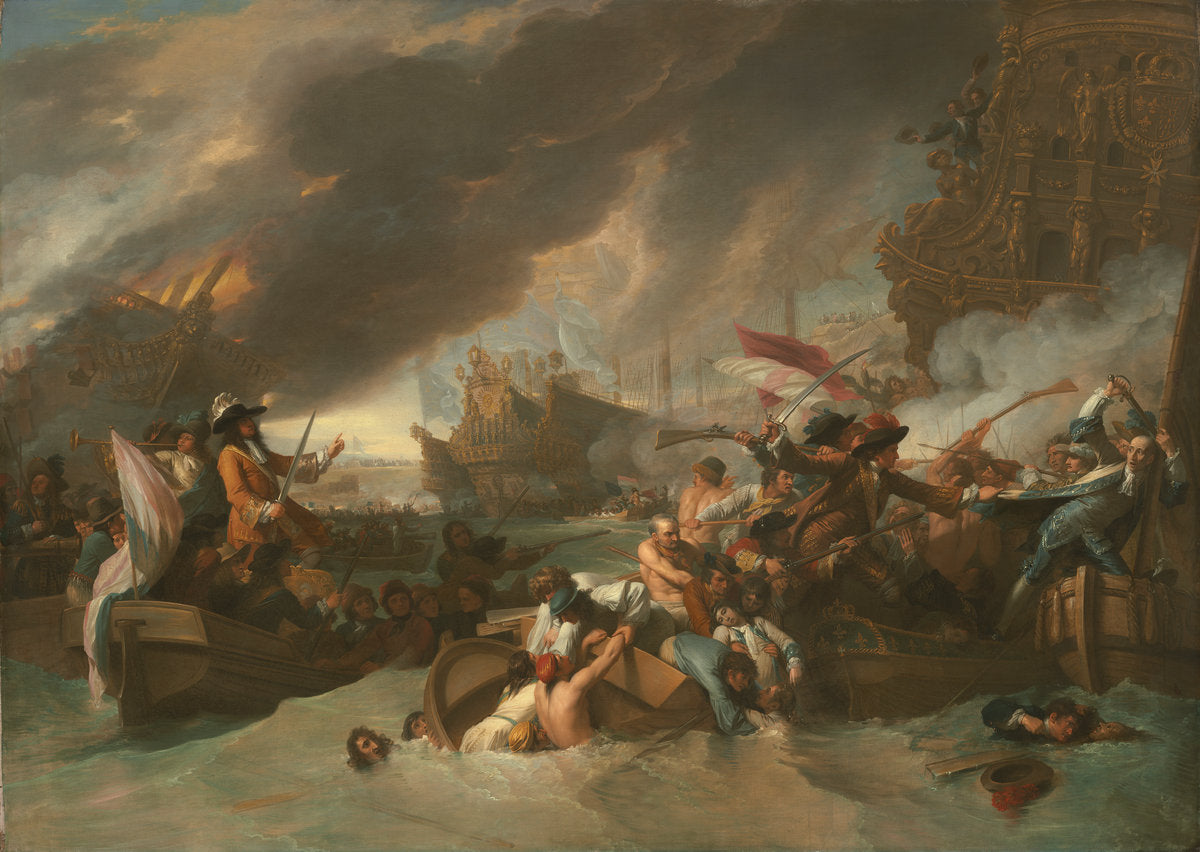 The Battle of La Hogue by Benjamin West (American, 1738 - 1820), 16X12"(A3)Poster Print