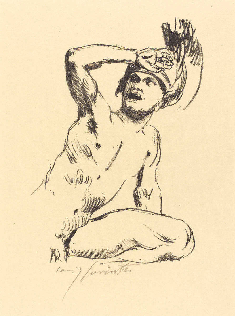 Kneeling Warrior - I (Kniender Krieger in Abwehr I) by Lovis Corinth (German, 1858 - 1925), 16X12"(A3)Poster Print