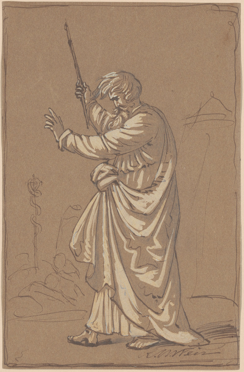 Aaron Converting His Staff into a Serpent by Robert W. Weir (American, 1803 - 1889), 16X12"(A3)Poster Print