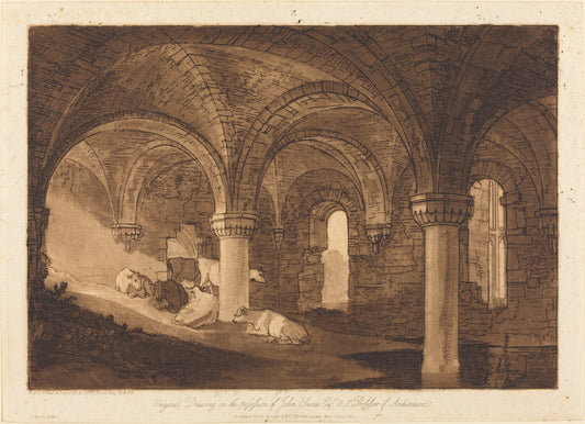 Crypt of Kirkstall Abbey by Joseph Mallord William Turner (British, 1775 - 1851), 16X12"(A3)Poster Print