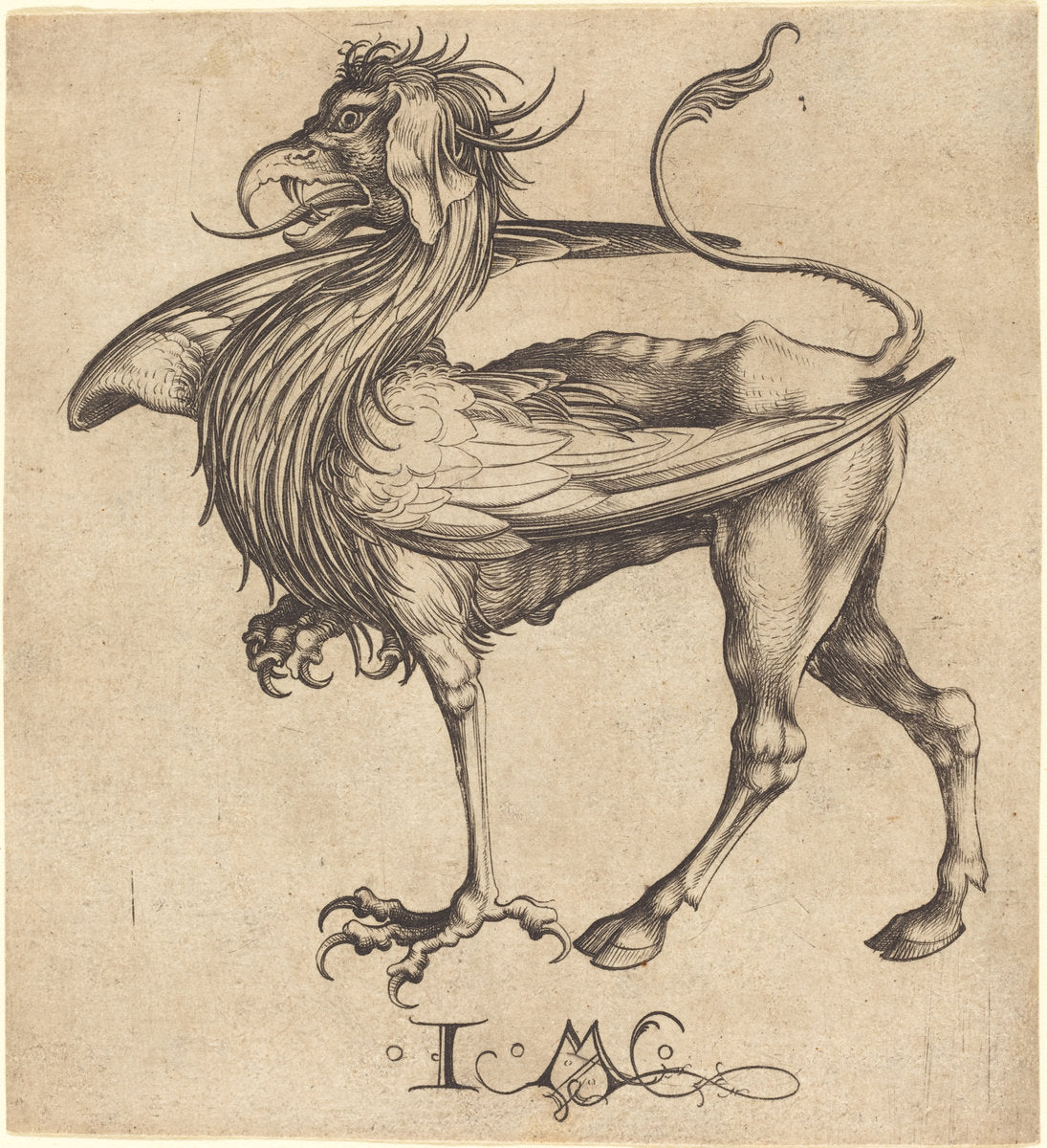 The Griffin by Israhel van Meckenem after Martin Schongauer (German, c. 1445 - 1503), 16X12"(A3)Poster Print