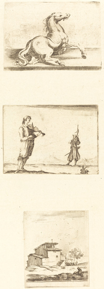 17th century by Style of Jacques Callot (Sheet of Etchings), 16X12"(A3)Poster Print
