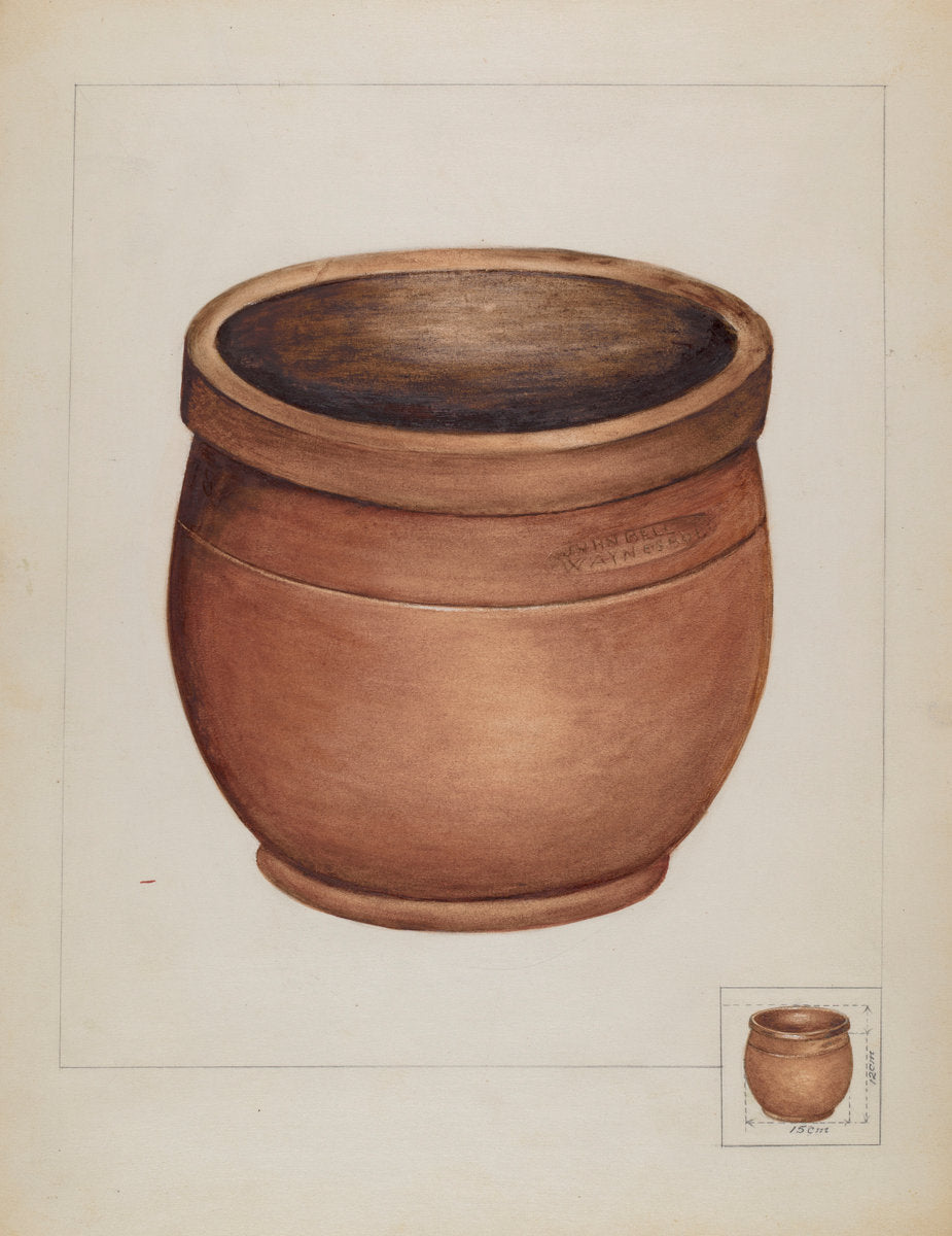 Earthenware Pot by Anna Aloisi and Salvatore Borrazzo (American, born c. 1890, died early 1950s), 16X12"(A3)Poster Print