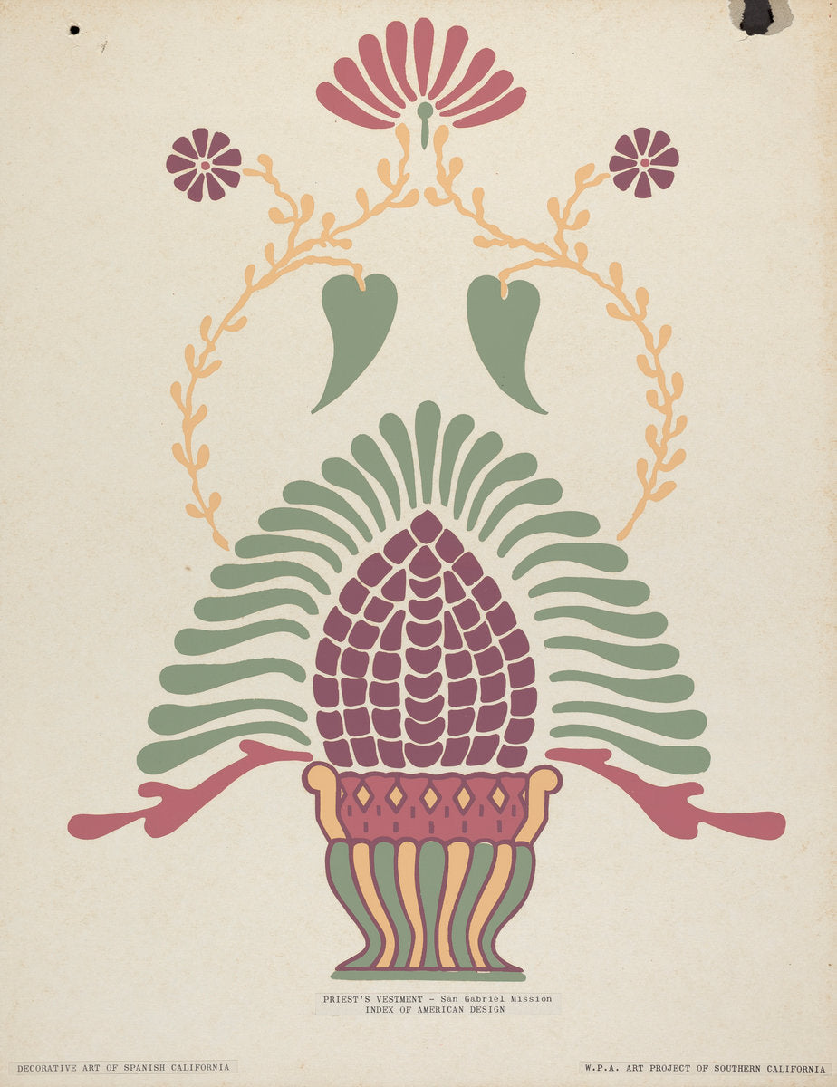 1935/1942 by American 20th Century (San Gabriel Mission Priest's Vestment from the portfolio "Decorative Art of Spanish California"), 16X12"(A3)Poster Print