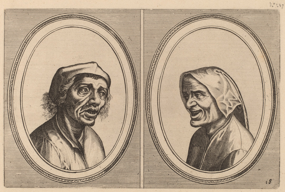 Goe Geurtjen and "Kribbighe Babbe" by Johannes and Lucas van Doetechum after Pieter Bruegel the Elder (Dutch, died 1605), 16X12"(A3)Poster Print