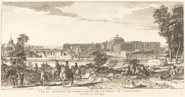Vue du Chateau et d'une Partie de la Ville deVersailles by Jean-Baptiste Rigaud (French, active 1752/1761), 16X12"(A3)Poster Print