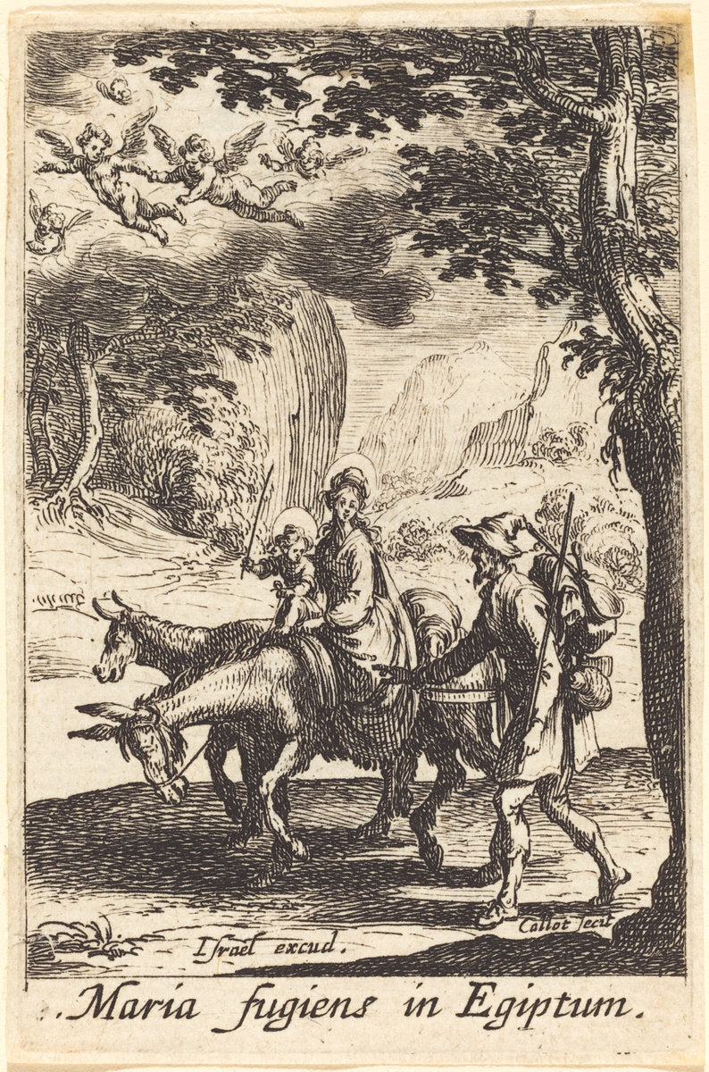 The Flight into Egypt by Jacques Callot (French, 1592 - 1635), 16X12"(A3)Poster Print