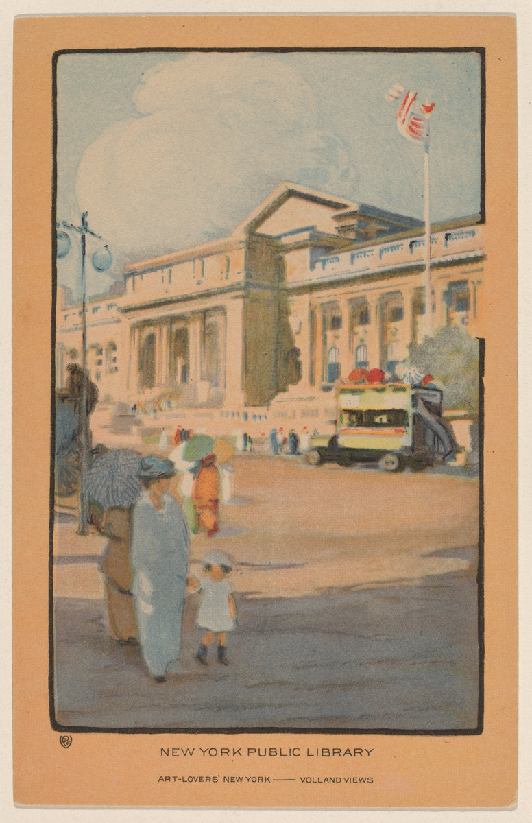 New York Public Library by Rachael Robinson Elmer (American, 1878 - 1919), 16X12"(A3)Poster Print
