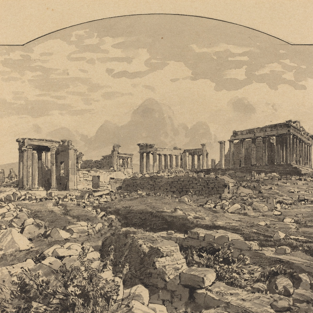 The Parthenon from the East by Themistocles von Eckenbrecher (German, 1842 - 1921), 16X12"(A3)Poster Print