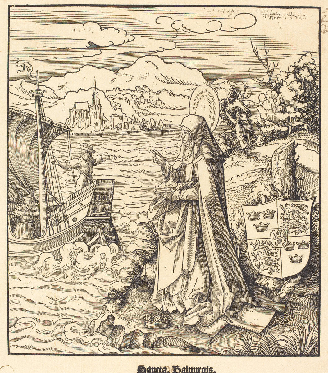 Saint Walpurgis by Leonhard Beck (German, c. 1480 - 1542), 16X12"(A3)Poster Print