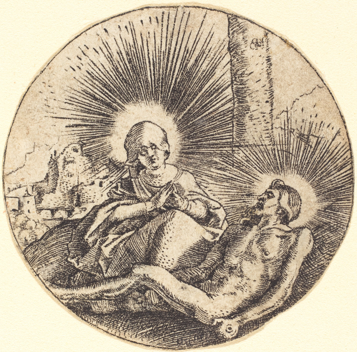Maria Kneeling over Corpse of Christ by Hans Baldung Grien (German, 1484/1485 - 1545), 16X12"(A3)Poster Print