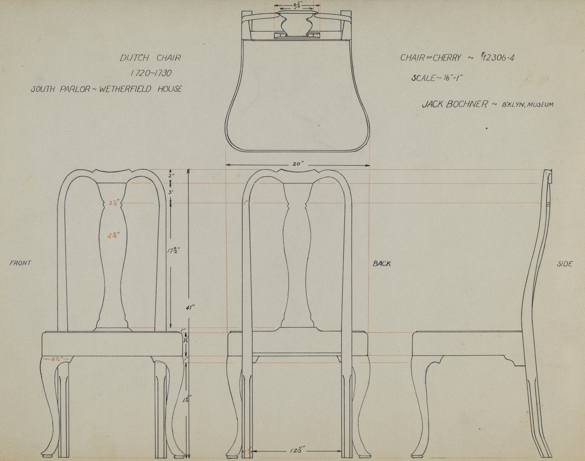 Drawing for Chair by Jack Bochner (American, active c. 1935), 16X12"(A3)Poster Print