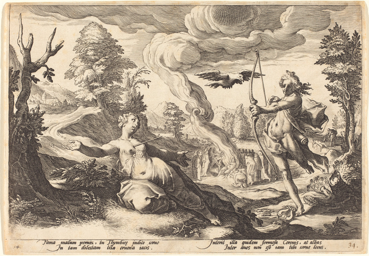 Apollo Killing Coronis by Workshop of Hendrick Goltzius, after Hendrick Goltzius (Flemish, 1574/1575 - after 1655), 16X12"(A3)Poster Print