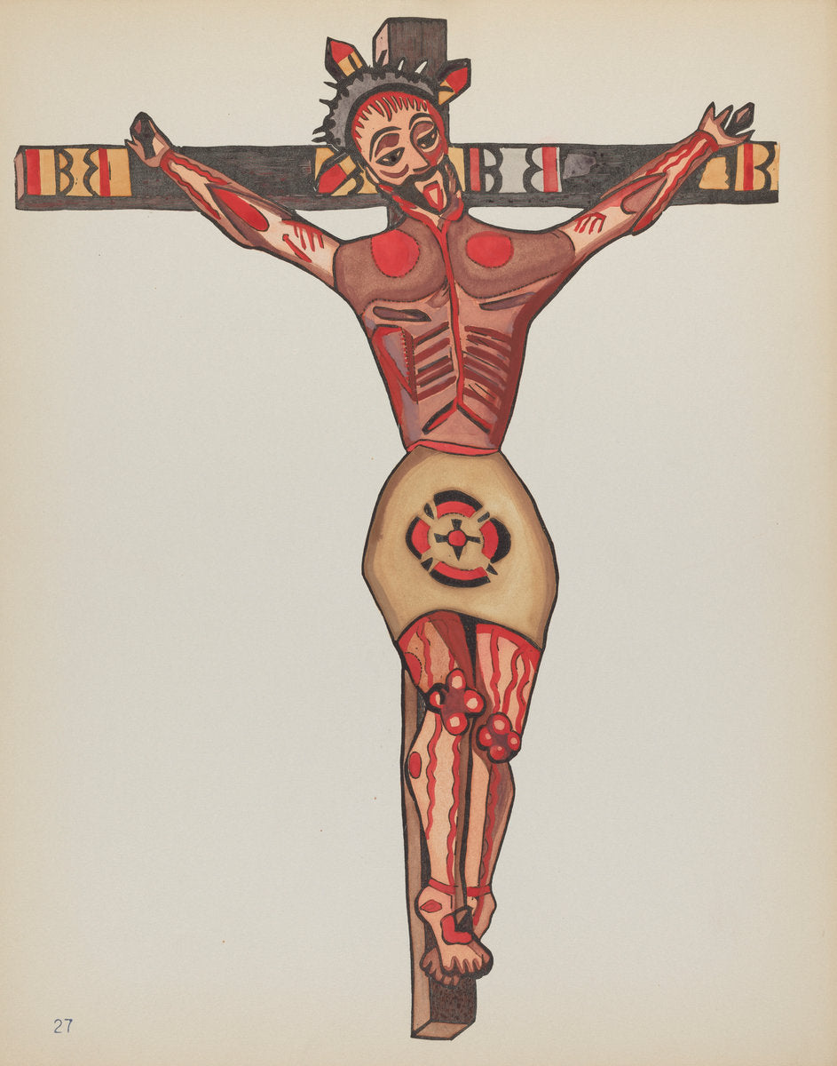 1935/1942 by American 20th Century (Plate 27: Christ Crucified: From Portfolio "Spanish Colonial Designs of New Mexico"), 16X12"(A3)Poster Print