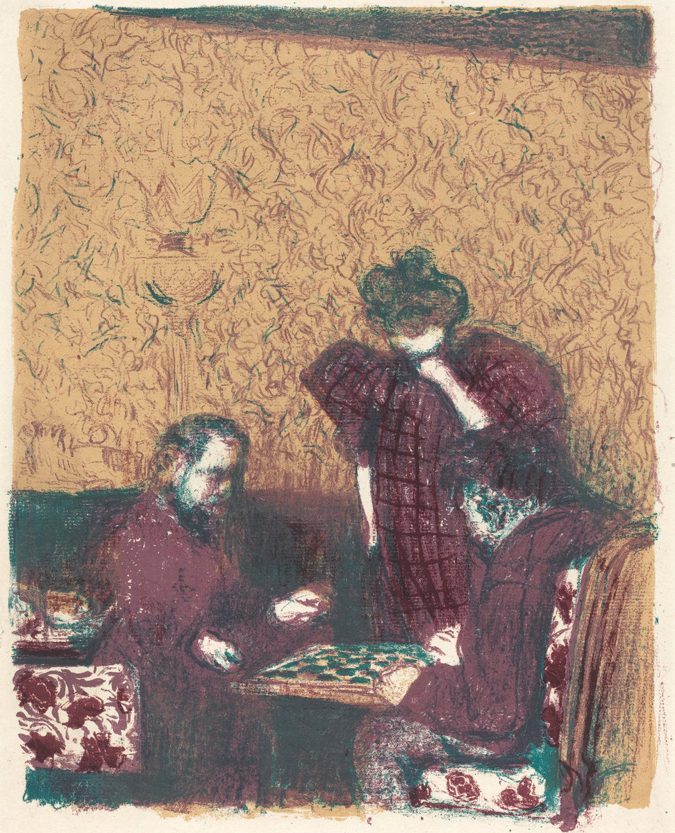 Game of Checkers (La partie de dames) by Edouard Vuillard (French, 1867 - 1939), 16X12"(A3)Poster Print