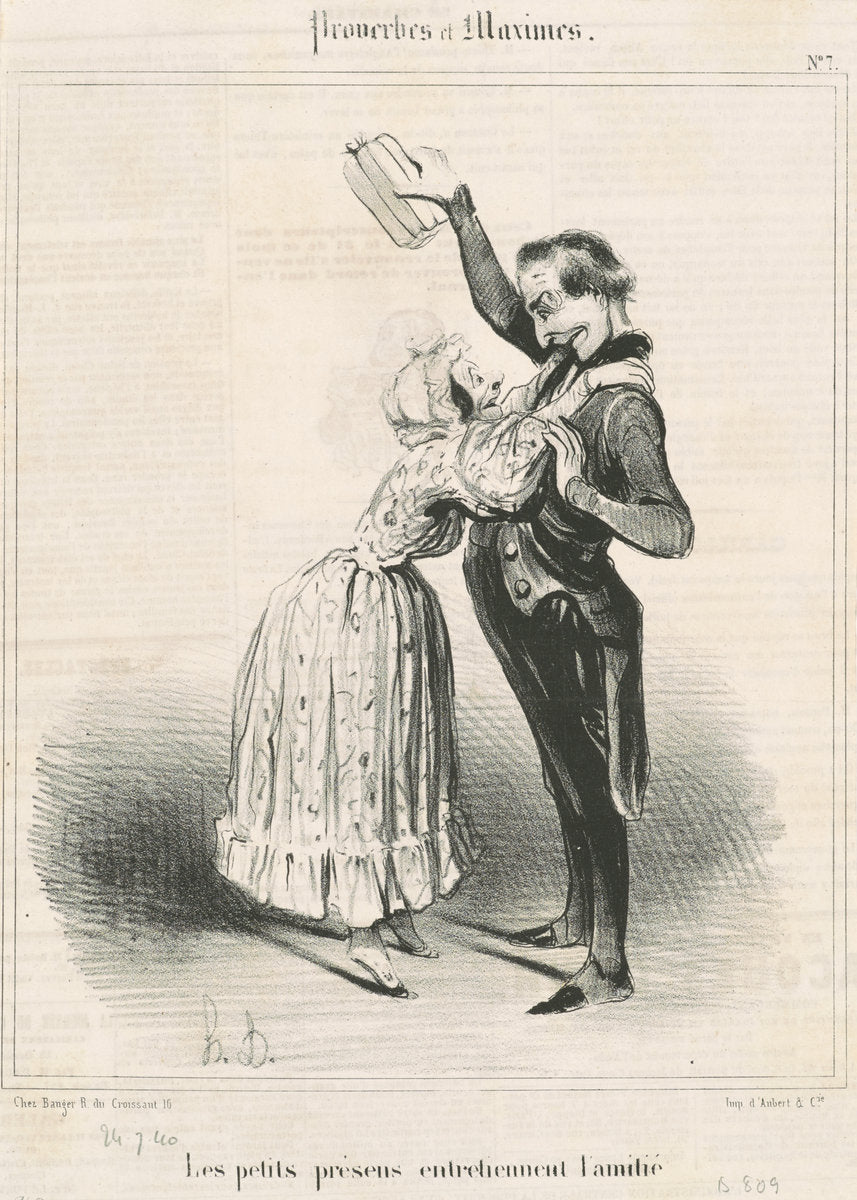 Les petits présens ... by Honoré Daumier (French, 1808 - 1879), 16X12"(A3)Poster Print