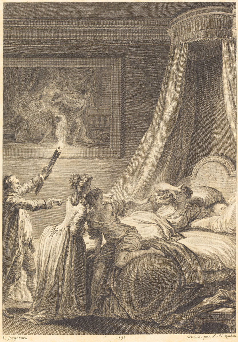 Le gascon puni by Louis-Michel Halbou and Antoine-Jean Duclos after Jean-Honoré Fragonard (French, 1730 - probably 1809), 16X12"(A3)Poster Print