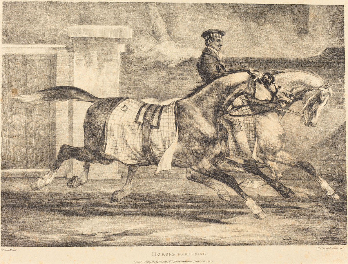 Horses Exercising by Théodore Gericault (French, 1791 - 1824), 16X12"(A3)Poster Print