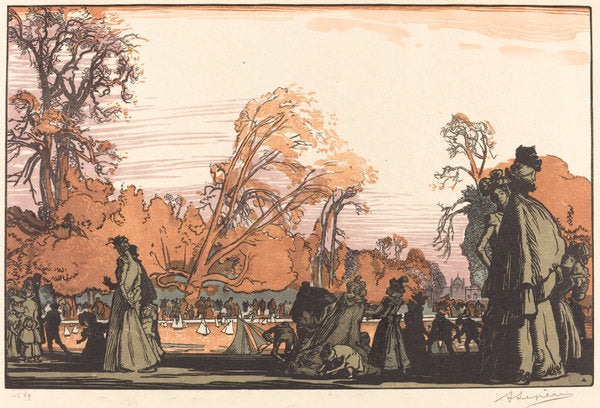 Pond in the Tuileries (Le bassin des Tuileries) by Auguste Lepère (French, 1849 - 1918), 16X12"(A3)Poster Print