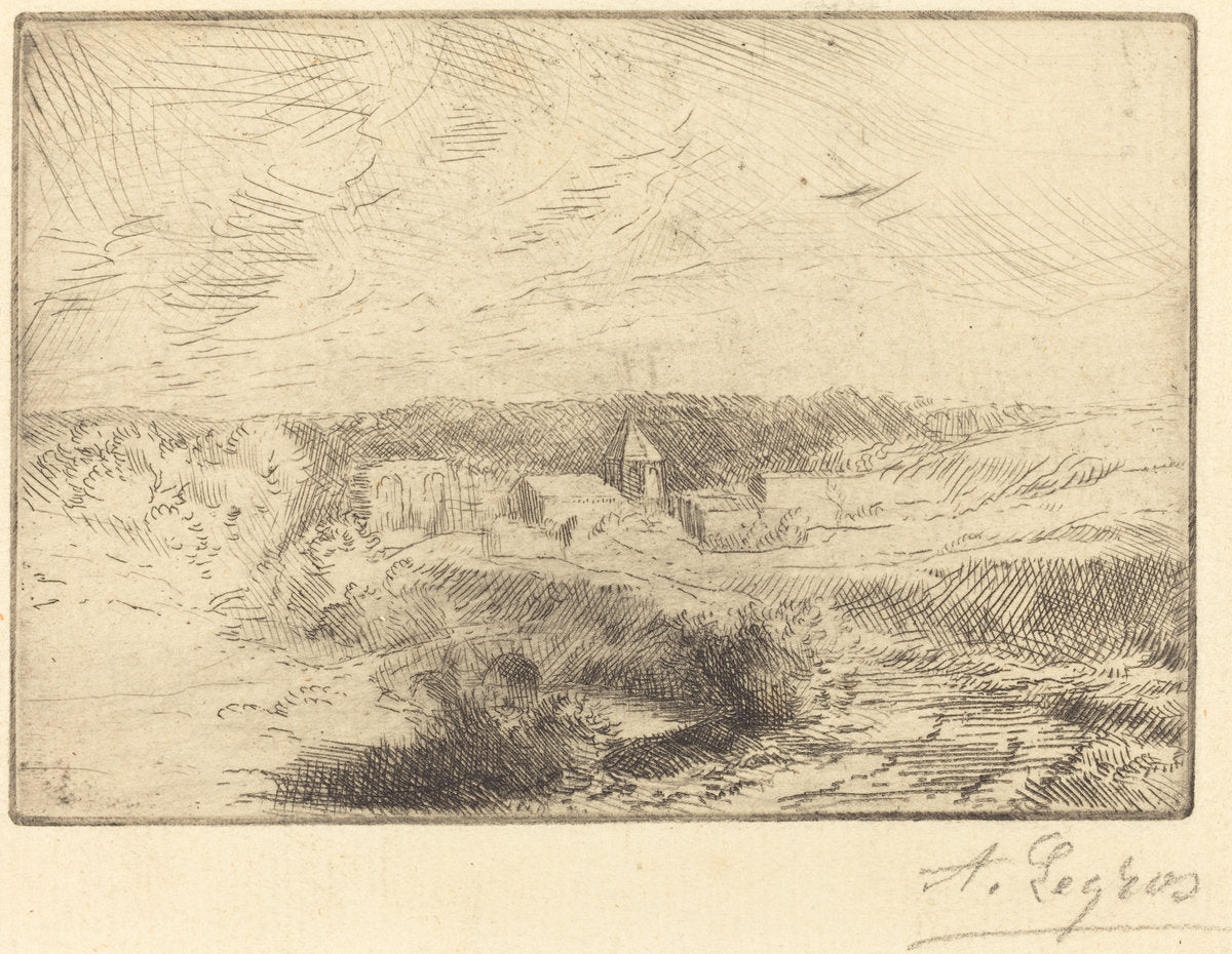 Village of Wimille, near Boulogne (Village de Wimille, pres Boulogne) by Alphonse Legros (French, 1837 - 1911), 16X12"(A3)Poster Print