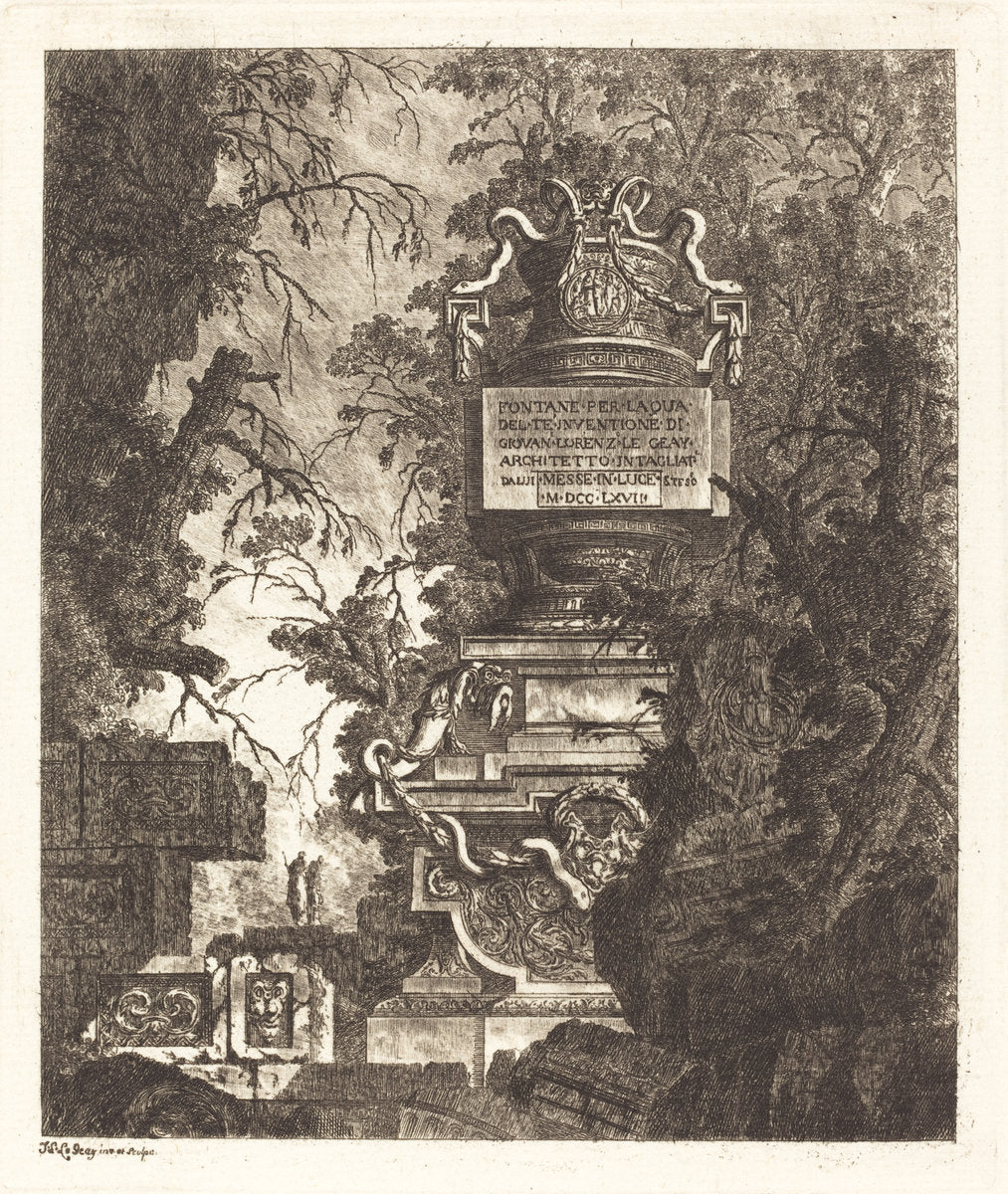 Frontispiece for "Fountains" by Jean-Laurent Legeay (French, c. 1710 - after 1788), 16X12"(A3)Poster Print