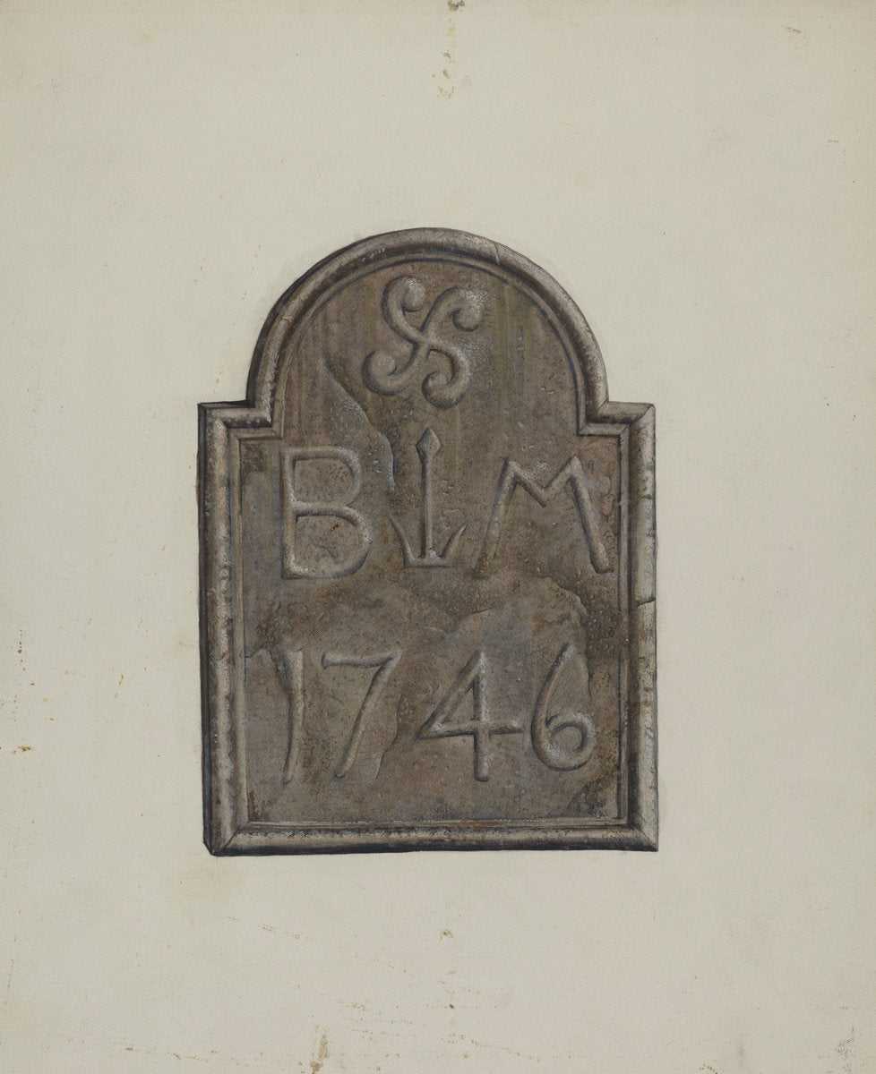 Carved Date Stone by Leslie Macklem (American, active c. 1935), 16X12"(A3)Poster Print