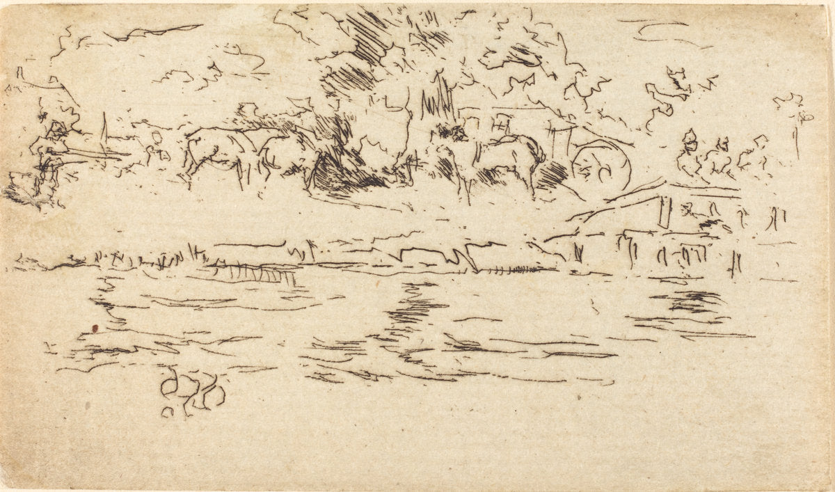 The Towing-Path by James McNeill Whistler (American, 1834 - 1903), 16X12"(A3)Poster Print