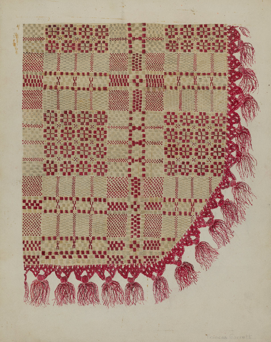 Coverlet by Sarah F. Williams (American, active c. 1935), 16X12"(A3)Poster Print