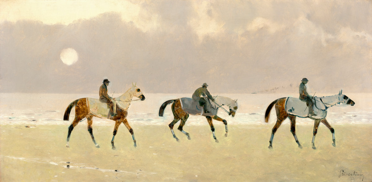 Riders on the Beach at Dieppe by Rene Pierre Charles Princeteau (French, 1843 - 1914), 16X12"(A3)Poster Print