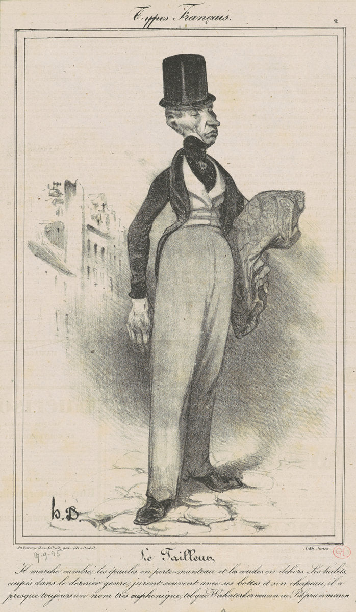Le Tailleur by Honoré Daumier (French, 1808 - 1879), 16X12"(A3)Poster Print