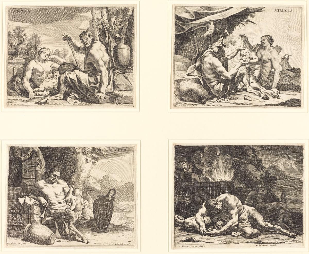 The Four Times of Day by Charles Le Brun (French, 1619 - 1690), 16X12"(A3)Poster Print