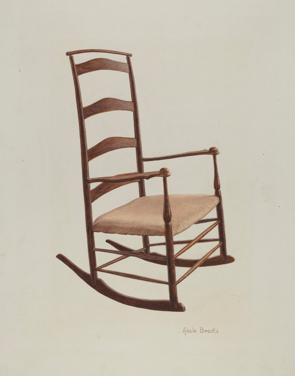 Shaker Chair - Rocker by Adele Brooks (American, active c. 1935), 16X12"(A3)Poster Print