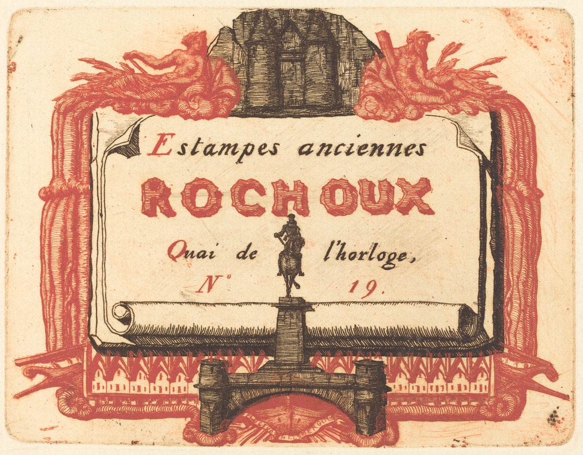 Adresse de Rochoux, Marchand d'estampes (The Address-Card of Rochoux, a Printseller) by Charles Meryon (French, 1821 - 1868), 16X12"(A3)Poster Print