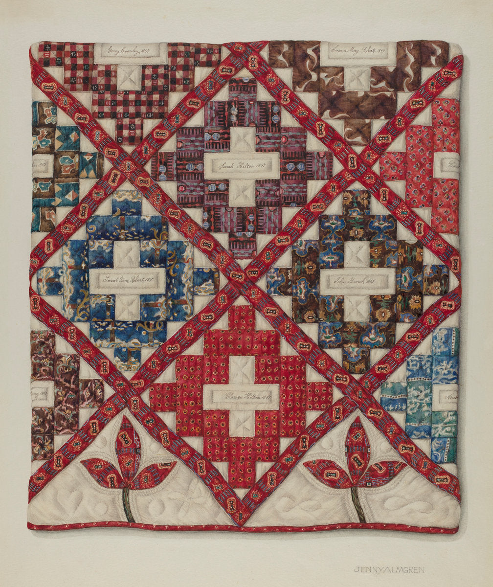 Patchwork Quilt by Jenny Almgren (American, 1881 - 1962), 16X12"(A3)Poster Print